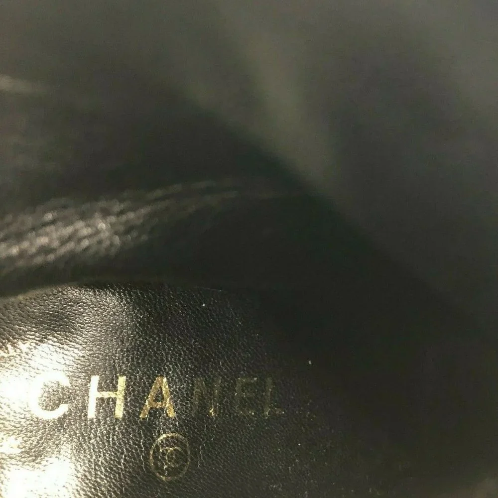 Auth. Chanel Womens Round Toe Ankle Bootie Leather Boots Shoes Black Sz.6.5B - Picture 5 of 8